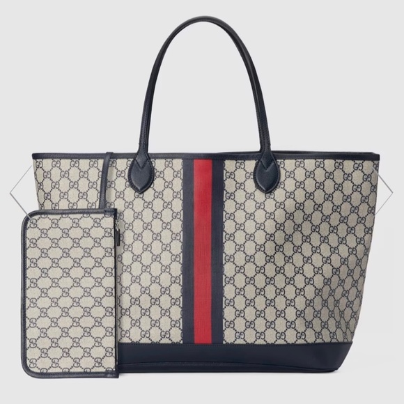 Gucci Ophidia GG Large Tote In Beige and Blue Supreme - Picture 11 of 15
